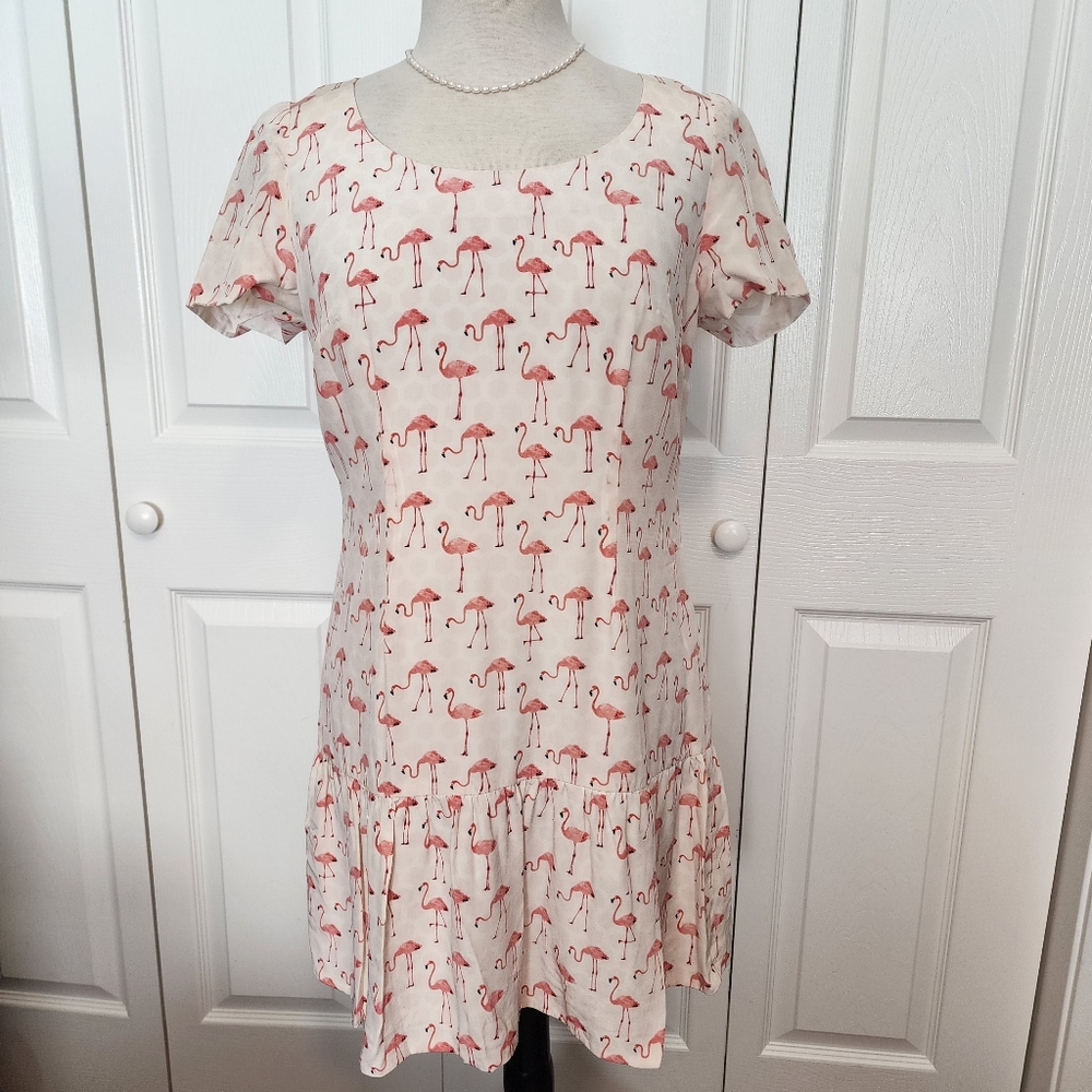 Nonoo New York Flamingo Shift Dress Size 10